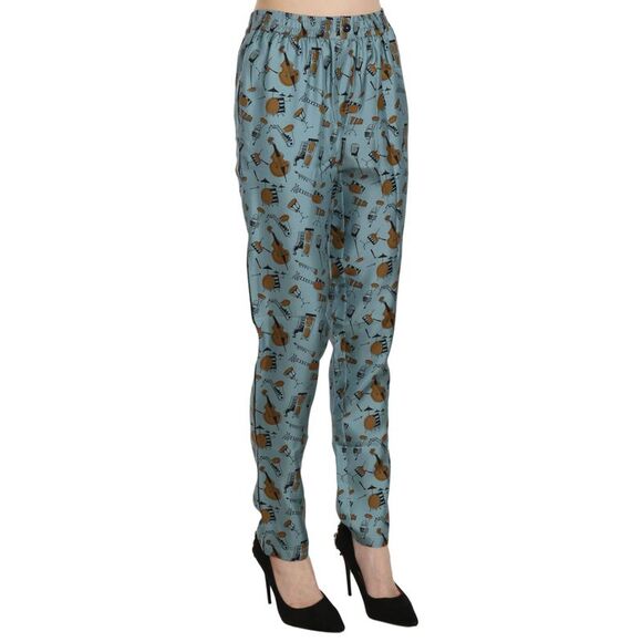 Dolce & Gabbana Dolce Gabbana Musical Instruments Print Trousers Women Blue - Picture 2 of 4